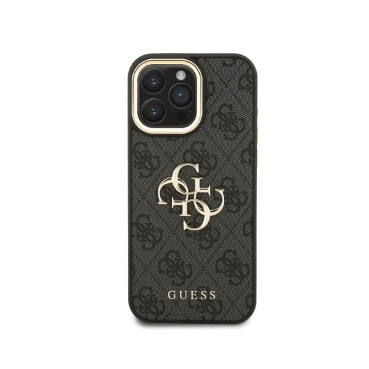Guess Funda Para Iphone 16 Pro Max – Carcasa De Polipiel Negra Con Logo Clásico Dorado, Diseño Elegante Y Ajuste Preciso