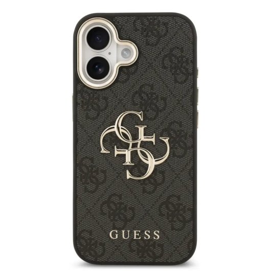 Guess Funda Para Iphone 17 – Carcasa De Polipiel Negra Con Gran Logo 4g Dorado, Diseño Elegante Y Ajuste Preciso
