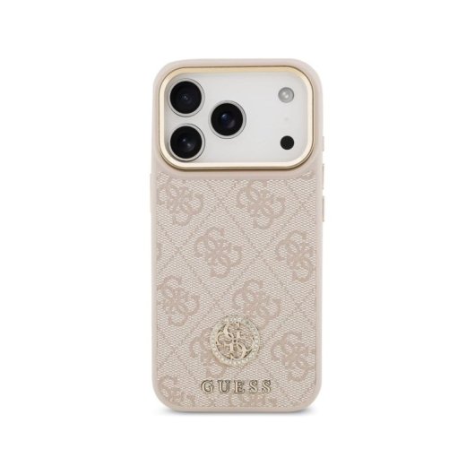 Guess Funda Para Iphone 17 Pro – Carcasa De Polipiel Rosa Con Logo 4g Strass, Diseño Elegante Y Ajuste Preciso