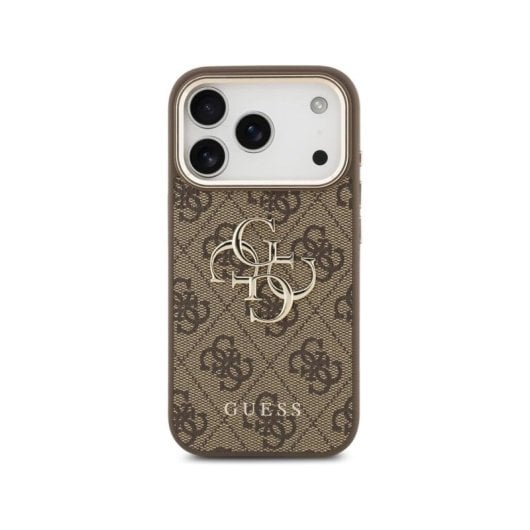 Guess Funda Para Iphone 17 Pro Max – Carcasa Marrón Con Gran Logo Clásico 4g Dorado, Diseño Elegante Y Ajuste Preciso
