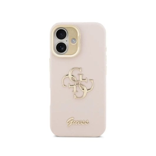 Guess Funda Para Iphone 17 – Carcasa Efecto Granulado Rosa Con Logo Y Soporte, Diseño Funcional Y Ajuste Preciso