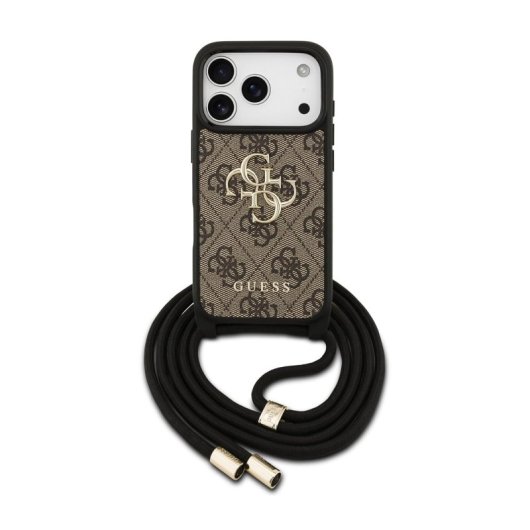Guess Funda Para Iphone 17 Pro Max – Carcasa De Polipiel Marrón Con Logo 4g Y Correa Con Cordón, Diseño Práctico Y Ajuste Preciso