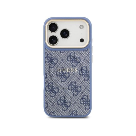 Guess Funda Para Iphone 17 Pro – Carcasa De Polipiel Azul Con Magsafe Y Logo Clásico, Diseño Elegante Y Ajuste Preciso