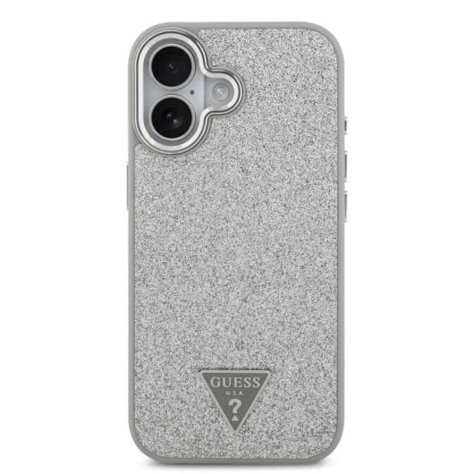 Guess Funda Para Iphone 17 – Carcasa De Polipiel Plata Con Purpurina Y Magsafe, Diseño Elegante Y Ajuste Preciso