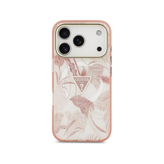 Guess Funda Para Iphone 17 Pro – Carcasa Pc+tpu Con Magsafe Estampado Selvático Rosa, Diseño Elegante Y Ajuste Preciso