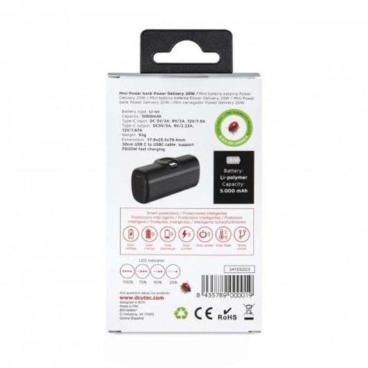 Cargador Portátil DCU Tecnologic USB-C 5000 mAh Preto
