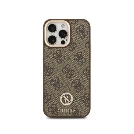 Funda para móvel Guess Carcasa Strass Magsafe Couro Sintético Marrom com Alça para iPhone 16 Pro Max