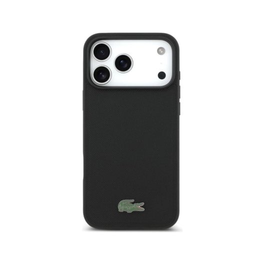 Lacoste Funda Para Iphone 17 Pro – Carcasa De Pvc Con Magsafe Negro Petit Piqué Con Logo Lacado, Protección Segura Y Ajuste Preciso