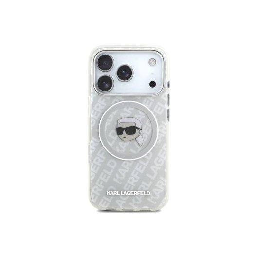 Karl Lagerfeld Funda Para Iphone 17 Pro Max – Carcasa Iml Con Magsafe Gris Con Logo K&c Brillante, Diseño Elegante Y Ajuste Preciso