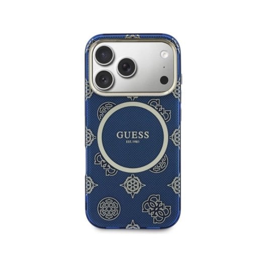 Guess Funda Para Iphone 17 Pro – Carcasa Rígida Azul Multilogo Guess, Protección Segura Y Ajuste Preciso