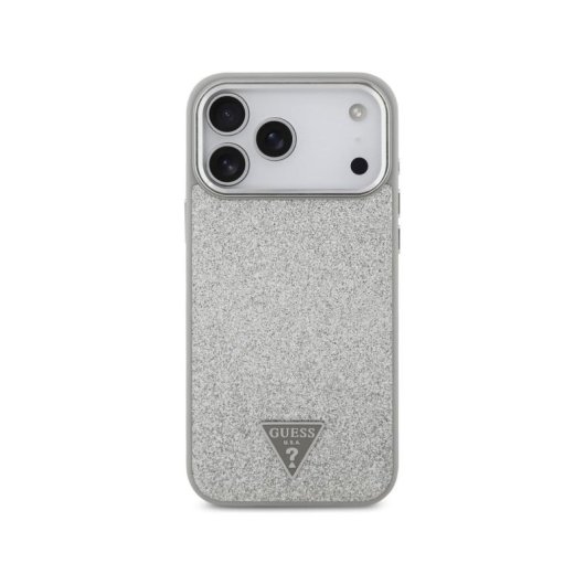 Funda para móvel Guess Polipiel Prateada Purpurina MagSafe para iPhone 17 Pro Max