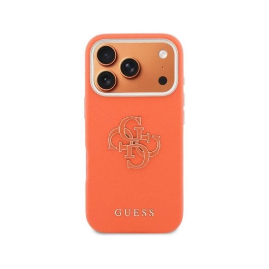 Guess Funda Para Iphone 17 Pro – Carcasa Efecto Piel Naranja Con Logo Guess, Diseño Elegante Y Ajuste Preciso
