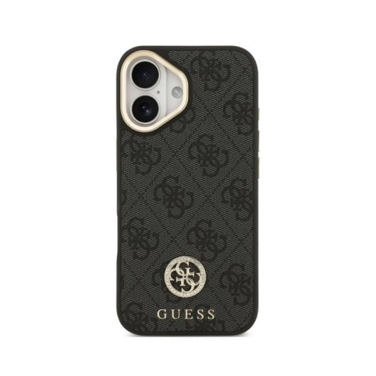Funda para móvel Guess Polipiel Preta Logo Strass Alça Larga para iPhone 17