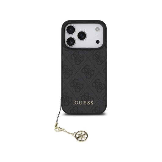 Guess Funda Para Iphone 17 Pro – Carcasa Negra Con Logo 4g Y Charm Dorado, Diseño Elegante Y Ajuste Preciso