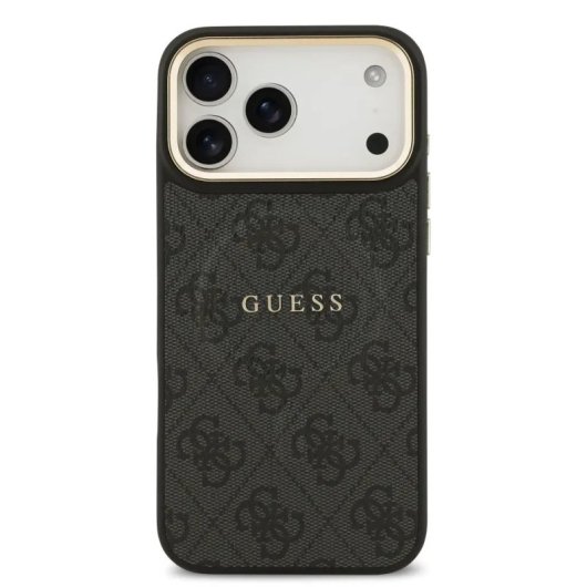 Guess Funda Para Iphone 17 Pro Max – Carcasa De Polipiel Negra Con Magsafe Y Logo Clásico, Diseño Elegante Y Ajuste Preciso