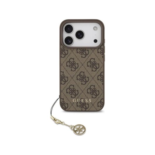 Guess Funda Para Iphone 17 Pro – Carcasa Marrón Con Logo 4g Y Charm Dorado, Diseño Elegante Y Ajuste Preciso