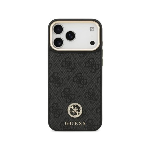 Guess Funda Para Iphone 17 Pro Max – Carcasa De Polipiel Negra Con Logo 4g De Strass Y Magsafe, Diseño Elegante Y Ajuste Preciso