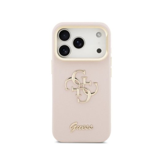 Guess Funda Para Iphone 17 Pro – Carcasa Efecto Granulado Rosa Con Logo Y Soporte, Diseño Funcional Y Ajuste Preciso