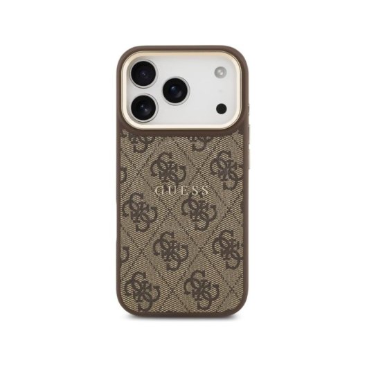 Guess Funda Para Iphone 17 Pro – Carcasa De Polipiel Marrón Con Magsafe Y Logo Clásico, Diseño Elegante Y Ajuste Preciso