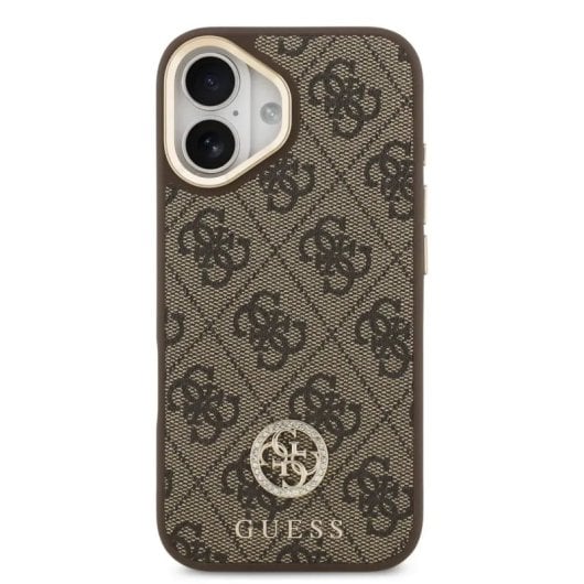 Funda para móvel Guess 4G Strass Polipele Castanha MagSafe para iPhone 17