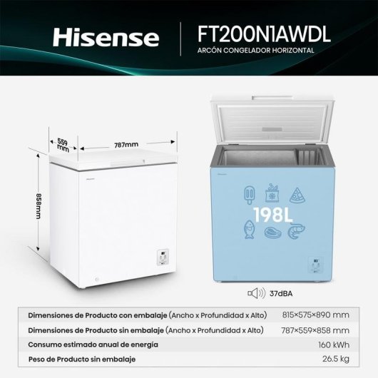 Congelador Hisense FT200N1AWDL 198 L ST-T 38 dB 4* D Blanco