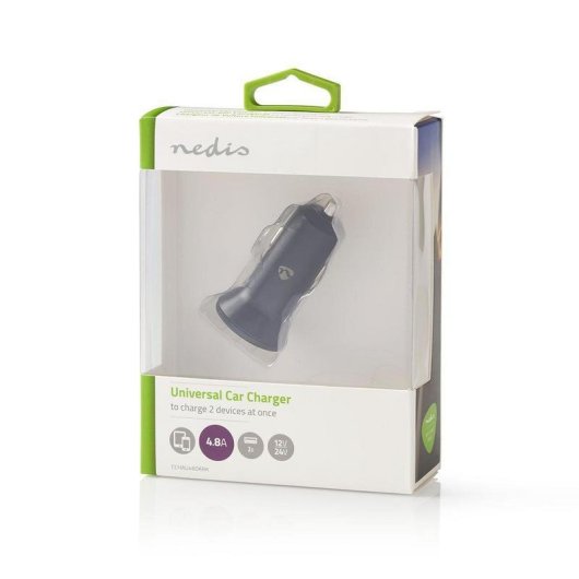 Cargador para coche Nedis CCHAU480ABK Negro con 2 puertos USB-A