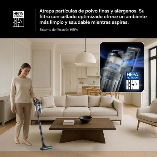 Aspirateur sans Fil Samsung Jet 85S Complete 250W 60 min HEPA Antienchevêtrement Accessoires Blanc