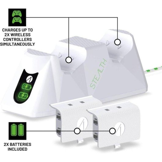 Chargeur de manettes Xbox Series S/X Stealth Twin Battery Packs & Dock Blanc