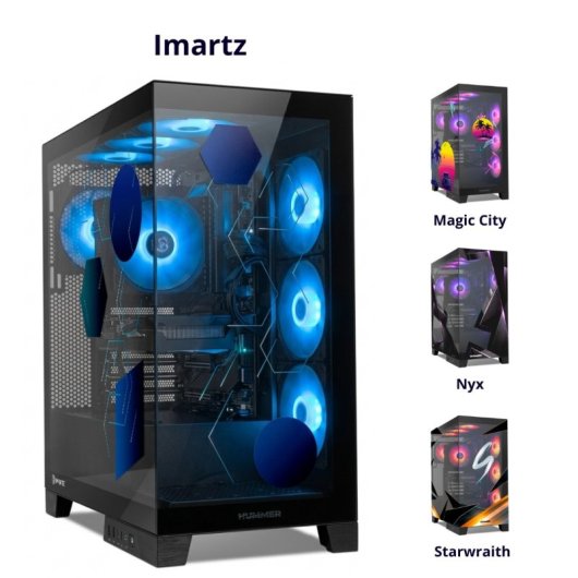 Torre PC NOX Hummer GLOCK ARGB Semitorre ATX Cristal Templado USB-C Negra By Imartz