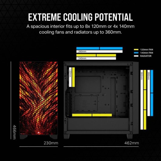 Corsair 3000D AIRFLOW Cristal Templado USB 3.0 Negra Fire Edition By PcCom