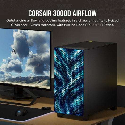 Corsair 3000D AIRFLOW Cristal Templado USB 3.0 Negra Sea Edition By PcCom