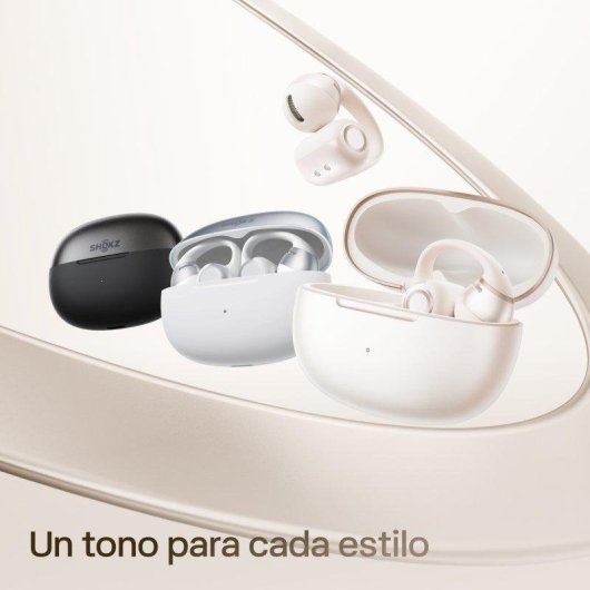 Auriculares Shokz OpenDots 2 sans fil Bluetooth, son Dolby amélioré, blanc perle