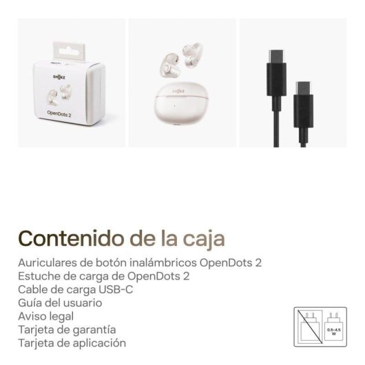 Auriculares Shokz OpenDots 2 sans fil Bluetooth, son Dolby amélioré, blanc perle