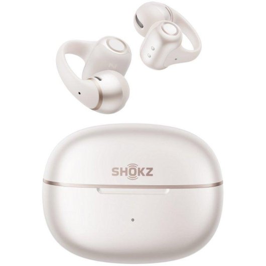 Auriculares Shokz OpenDots 2 sans fil Bluetooth, son Dolby amélioré, blanc perle