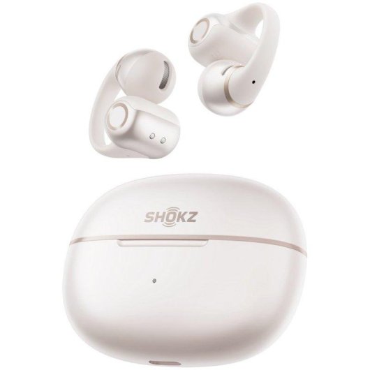 Auriculares Shokz OpenDots 2 sans fil Bluetooth, son Dolby amélioré, blanc perle