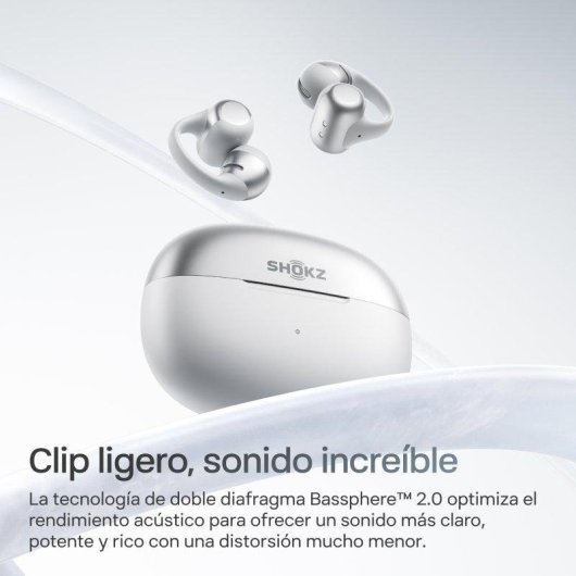 Auriculares Shokz OpenDots 2 sem fios Bluetooth micro condução óssea cinzento