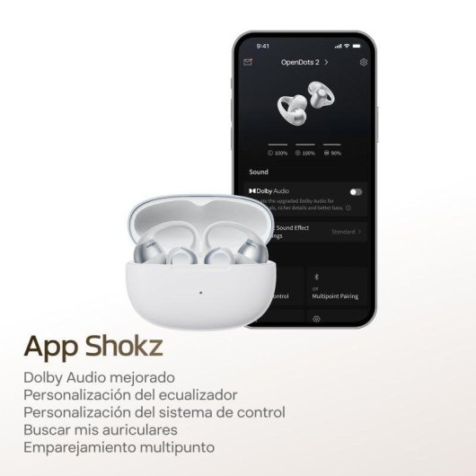 Auriculares Shokz OpenDots 2 sem fios Bluetooth micro condução óssea cinzento