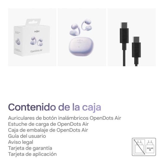 Auriculares Shokz OpenDots Air sem fios Bluetooth 6.1, design open-ear, roxo