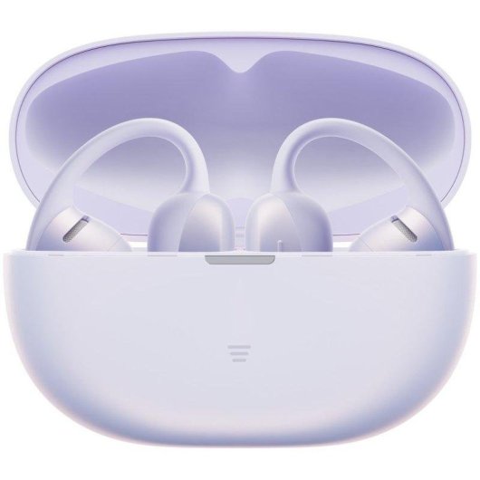 Auriculares Shokz OpenDots Air sem fios Bluetooth 6.1, design open-ear, roxo
