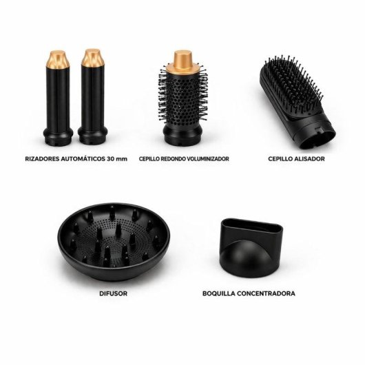 Secador de Cabelo Multifuncional Klack 7 em 1 Tecnologia Coanda Acessórios Preto