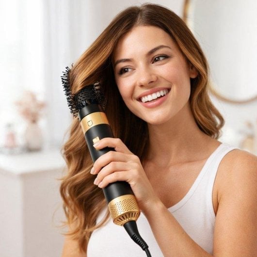 Secador de Cabelo Multifuncional Klack 7 em 1 Tecnologia Coanda Acessórios Preto