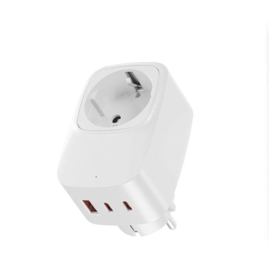 Adaptador Schuko Klack com 3 Portas USB (1 USB-A + 2 USB-C) – 3680W 16A Proteção 1050J