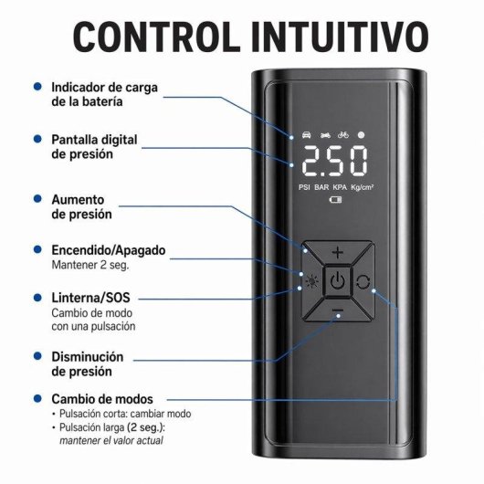 Compresor de Aire Portátil Klack Inalámbrico 6000 mAh 10,3 Bar