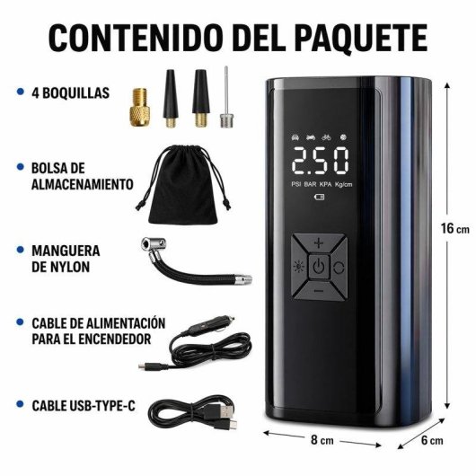 Compresor de Aire Portátil Klack Inalámbrico 6000 mAh 10,3 Bar
