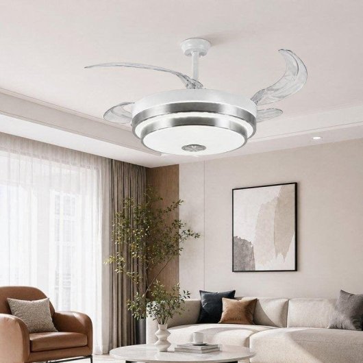 Ventoinha de Teto com Luz Klack KNV-137 30W 107cm 6 Velocidades Pás Retráteis Bluetooth Comando