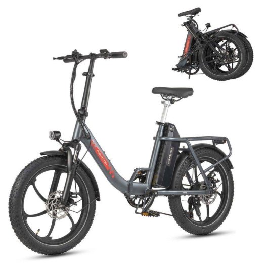 Bicicleta Elétrica Maxturn Mule 250W 48V20Ah 20" Travões de Disco Mecânicos Cinzento