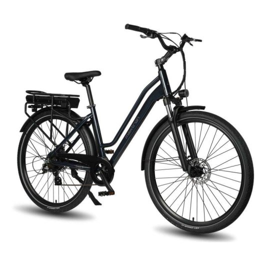 Bicicleta Eléctrica Maxturn Urban7 Motor 250W Batería 36V 12.8Ah 27.5" Frenos Disco Azul Oscuro