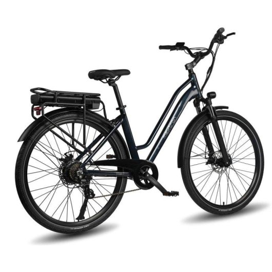 Bicicleta Eléctrica Maxturn Urban7 Motor 250W Batería 36V 12.8Ah 27.5" Frenos Disco Azul Oscuro
