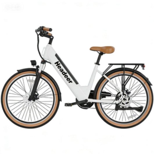 Bicicleta Eléctrica Headeer Bd26195 Motor 350W Batería 48V 11.5Ah 26" Frenos Disco Blanco