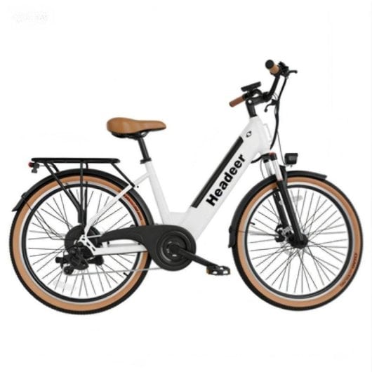 Bicicleta Eléctrica Headeer Bd26195 Motor 350W Batería 48V 11.5Ah 26" Frenos Disco Blanco